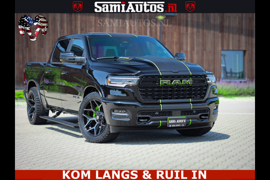 Dodge Ram Limited Night High Output 540HP 706Nm | Massage + Full Option | De Meest Luxe en Volle Pick-Up in zijn Klasse | Comfortabele Dubbele Cabine met Royale 5 Zitplaatsen | BPM vrij | Nu Leverbaar uit Voorraad | Voorraad Nr 2300 - 7689 | De specialist in Amerikaanse pick‑ups in Nederland en Europa.