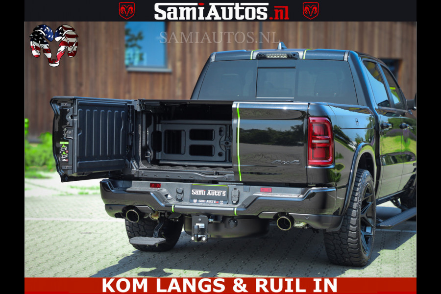 Dodge Ram Limited Night High Output 540HP 706Nm | Massage + Full Option | De Meest Luxe en Volle Pick-Up in zijn Klasse | Comfortabele Dubbele Cabine met Royale 5 Zitplaatsen | BPM vrij | Nu Leverbaar uit Voorraad | Voorraad Nr 2300 - 7689 | De specialist in Amerikaanse pick‑ups in Nederland en Europa.