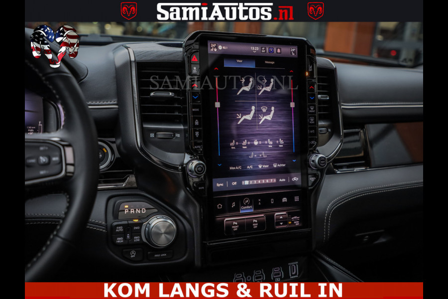 Dodge Ram Limited Night High Output 540HP 706Nm | Massage + Full Option | De Meest Luxe en Volle Pick-Up in zijn Klasse | Comfortabele Dubbele Cabine met Royale 5 Zitplaatsen | BPM vrij | Nu Leverbaar uit Voorraad | Voorraad Nr 2300 - 7689 | De specialist in Amerikaanse pick‑ups in Nederland en Europa.