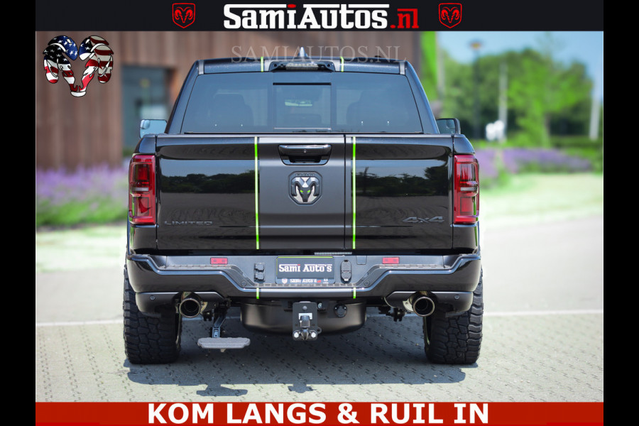 Dodge Ram Limited Night High Output 540HP 706Nm | Massage + Full Option | De Meest Luxe en Volle Pick-Up in zijn Klasse | Comfortabele Dubbele Cabine met Royale 5 Zitplaatsen | BPM vrij | Nu Leverbaar uit Voorraad | Voorraad Nr 2300 - 7689 | De specialist in Amerikaanse pick‑ups in Nederland en Europa.