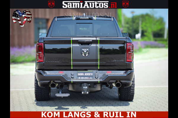 Dodge Ram Limited Night High Output 540HP 706Nm | Massage + Full Option | De Meest Luxe en Volle Pick-Up in zijn Klasse | Comfortabele Dubbele Cabine met Royale 5 Zitplaatsen | BPM vrij | Nu Leverbaar uit Voorraad | Voorraad Nr 2300 - 7689 | De specialist in Amerikaanse pick‑ups in Nederland en Europa.