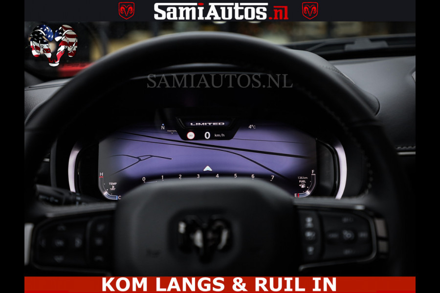 Dodge Ram Limited Night High Output 540HP 706Nm | Massage + Full Option | De Meest Luxe en Volle Pick-Up in zijn Klasse | Comfortabele Dubbele Cabine met Royale 5 Zitplaatsen | BPM vrij | Nu Leverbaar uit Voorraad | Voorraad Nr 2300 - 7689 | De specialist in Amerikaanse pick‑ups in Nederland en Europa.