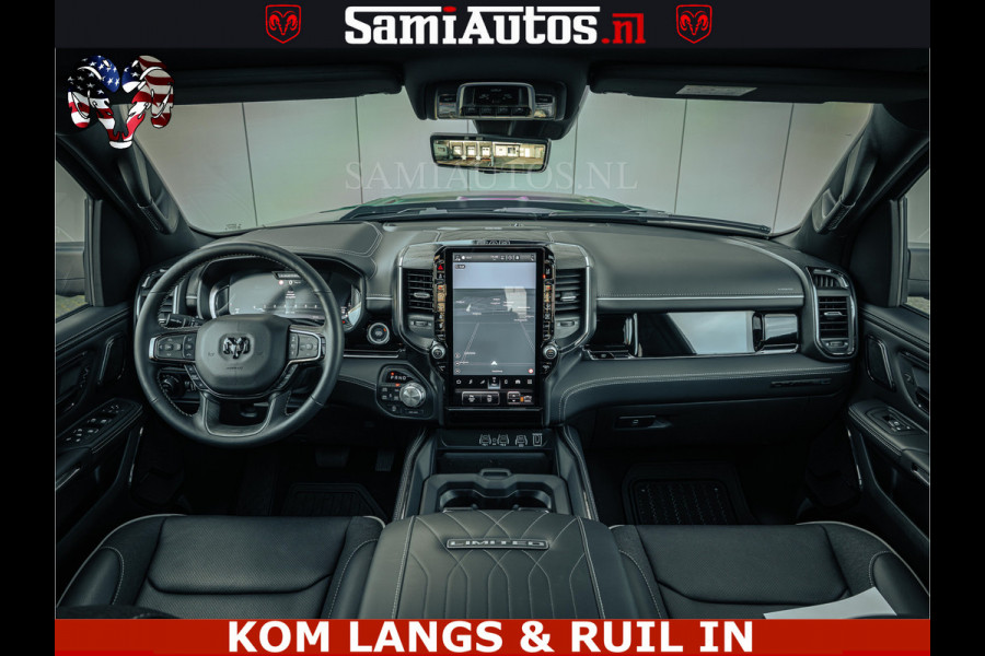 Dodge Ram Limited H.O 540PK 706Nm | Massage + Full Option | De Meest Luxe en Volle Pick-Up in zijn Klasse | Comfortabele Dubbele Cabine met Royale 5 Zitplaatsen | BPM vrij | Nu Leverbaar uit Voorraad | Voorraad Nr 2326 - 5169 | De specialist in Amerikaanse pick‑ups in Nederland en Europa.