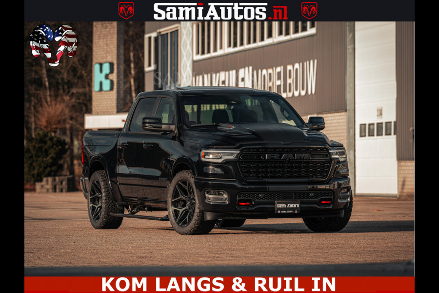 Dodge Ram Limited H.O 540PK 706Nm | Massage + Full Option | De Meest Luxe en Volle Pick-Up in zijn Klasse | Comfortabele Dubbele Cabine met Royale 5 Zitplaatsen | BPM vrij | Nu Leverbaar uit Voorraad | Voorraad Nr 2326 - 5169 | De specialist in Amerikaanse pick‑ups in Nederland en Europa.