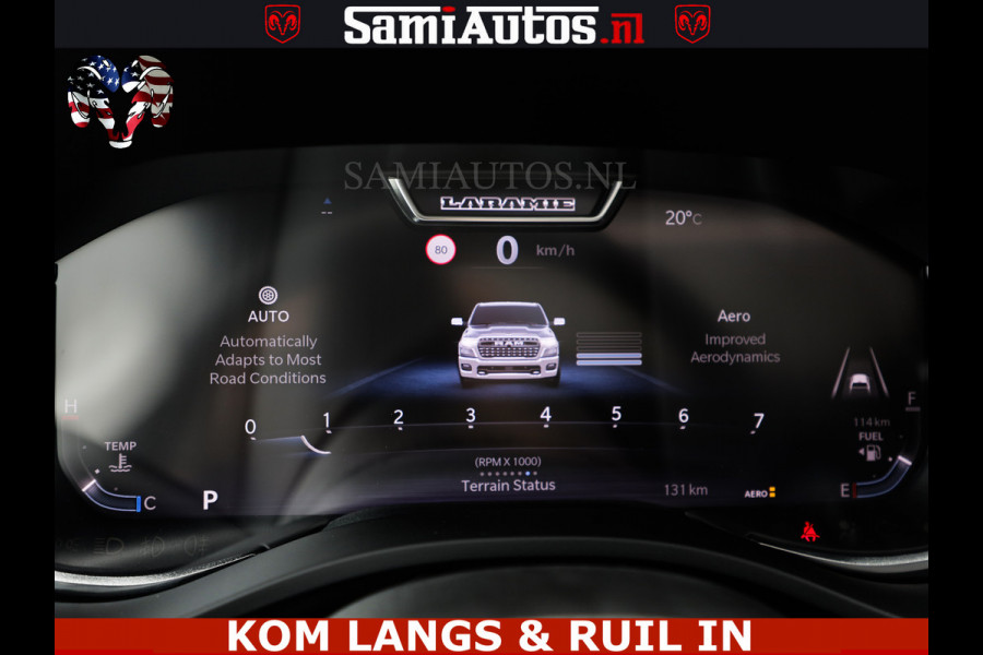 Dodge Ram HUD | 420PK | LUCHTVERING | PANO | PASSAGIERSSCHERM | BOM EN BOM VOL | Comfortabele Dubbele Cabine met Royale 5 Zitplaatsen | DODGE RAM PREMIUM LARAMIE EDITION | Voorraad Nr 2230 - 8765 | De specialist in Amerikaanse pick‑ups in Nederland en Europa.