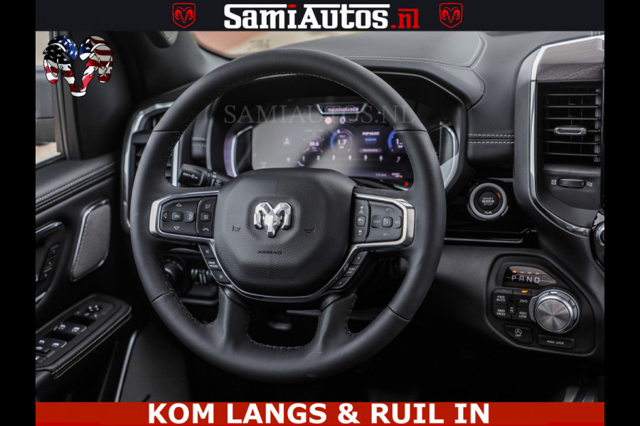 Dodge Ram HUD | 420PK | LUCHTVERING | PANO | PASSAGIERSSCHERM | BOM EN BOM VOL | Comfortabele Dubbele Cabine met Royale 5 Zitplaatsen | DODGE RAM PREMIUM LARAMIE EDITION | Voorraad Nr 2230 - 8765 | De specialist in Amerikaanse pick‑ups in Nederland en Europa.