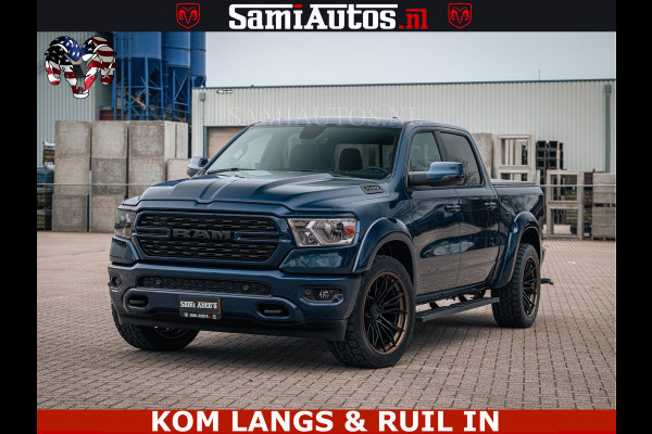 Dodge Ram SPORT | 5.7 V8 4x4 HEMI | PANORAMA DAK | GROOTSCHERM 12 INCH | LPG | Patriot Blue CREW CAB | DUBBELE CABINE | 5 PERSOONS | DC | VOORRAAD NR 2555 - 3325 | De specialist in Amerikaanse pick‑ups in Nederland en Europa.