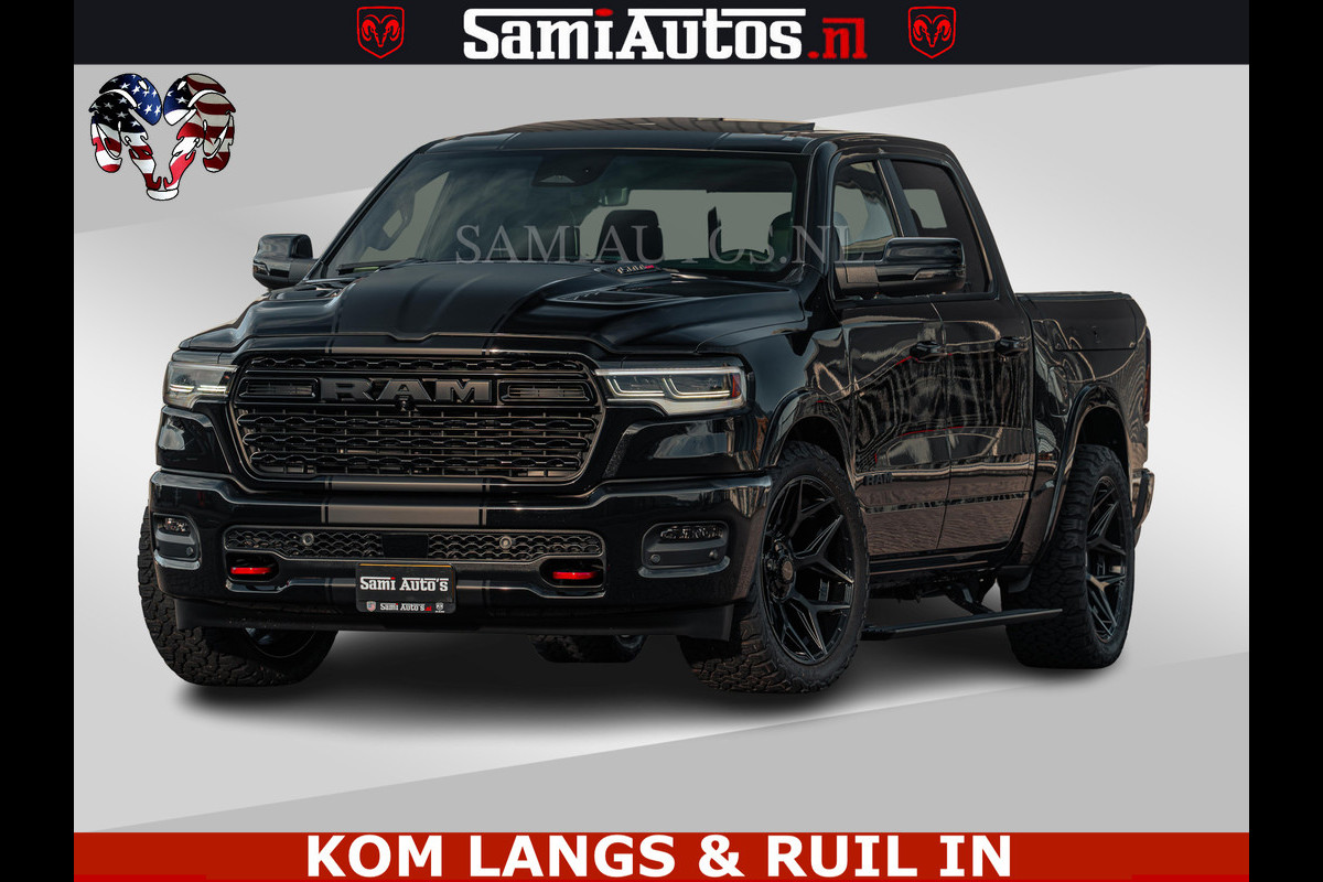 Dodge Ram Limited Night H.O 540HP 706Nm | Massage + Full Option | De Meest Luxe en Volle Pick-Up in zijn Klasse | Comfortabele Dubbele Cabine met Royale 5 Zitplaatsen | BPM vrij | Nu Leverbaar uit Voorraad | Voorraad Nr 2328 -  5157 | De specialist in Amerikaanse pick‑ups in Nederland en Europa.