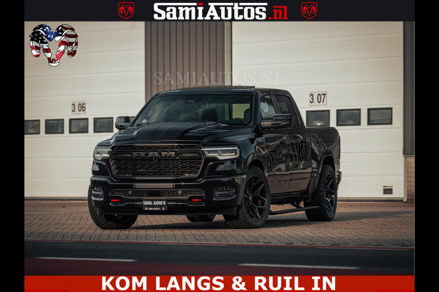 Dodge Ram Limited Night H.O 540HP 706Nm | Massage + Full Option | De Meest Luxe en Volle Pick-Up in zijn Klasse | Comfortabele Dubbele Cabine met Royale 5 Zitplaatsen | BPM vrij | Nu Leverbaar uit Voorraad | Voorraad Nr 2328 -  5157 | De specialist in Amerikaanse pick‑ups in Nederland en Europa.