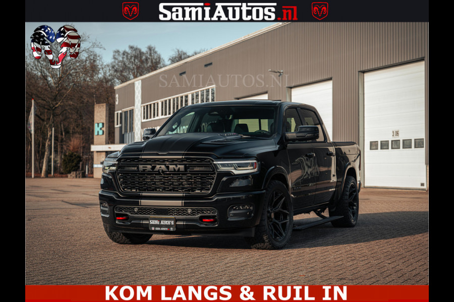 Dodge Ram Limited Night H.O 540HP 706Nm | Massage + Full Option | De Meest Luxe en Volle Pick-Up in zijn Klasse | Comfortabele Dubbele Cabine met Royale 5 Zitplaatsen | BPM vrij | Nu Leverbaar uit Voorraad | Voorraad Nr 2328 -  5157 | De specialist in Amerikaanse pick‑ups in Nederland en Europa.