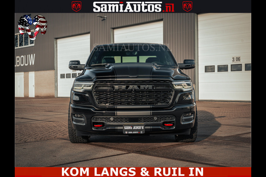 Dodge Ram Limited Night H.O 540HP 706Nm | Massage + Full Option | De Meest Luxe en Volle Pick-Up in zijn Klasse | Comfortabele Dubbele Cabine met Royale 5 Zitplaatsen | BPM vrij | Nu Leverbaar uit Voorraad | Voorraad Nr 2328 -  5157 | De specialist in Amerikaanse pick‑ups in Nederland en Europa.