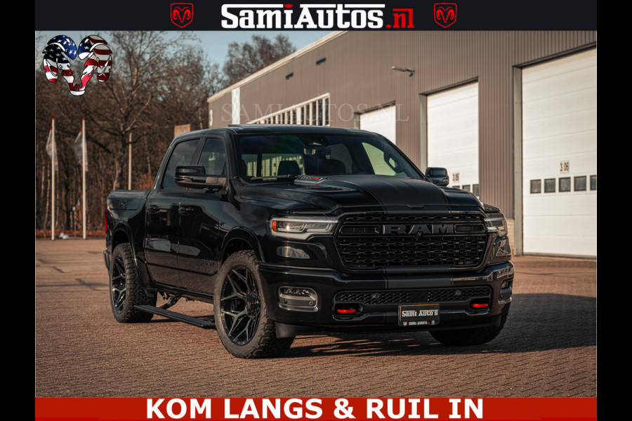 Dodge Ram Limited Night H.O 540HP 706Nm | Massage + Full Option | De Meest Luxe en Volle Pick-Up in zijn Klasse | Comfortabele Dubbele Cabine met Royale 5 Zitplaatsen | BPM vrij | Nu Leverbaar uit Voorraad | Voorraad Nr 2328 -  5157 | De specialist in Amerikaanse pick‑ups in Nederland en Europa.