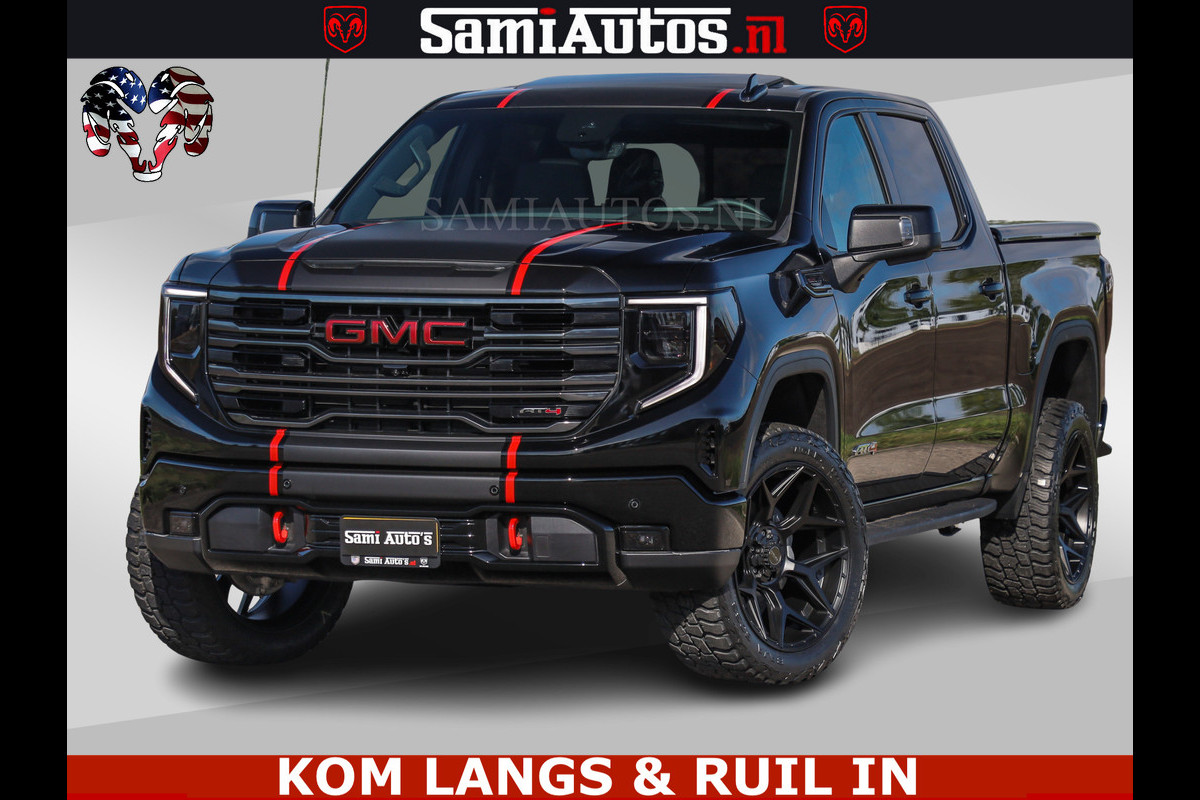 GMC Sierra AT4 6.2 V8 4X4 | VIRTUAL COCKPIT | LPG | HUD | BOM VOL | DC | RAM DEALER NEDERLAND | Dubbele Cabine met Royale 5 Zitplaatsen | BPM vrij | Nu Leverbaar uit Voorraad | Voorraad Nr 261530 | | De specialist in Amerikaanse pick‑ups in Nederland en Europa.