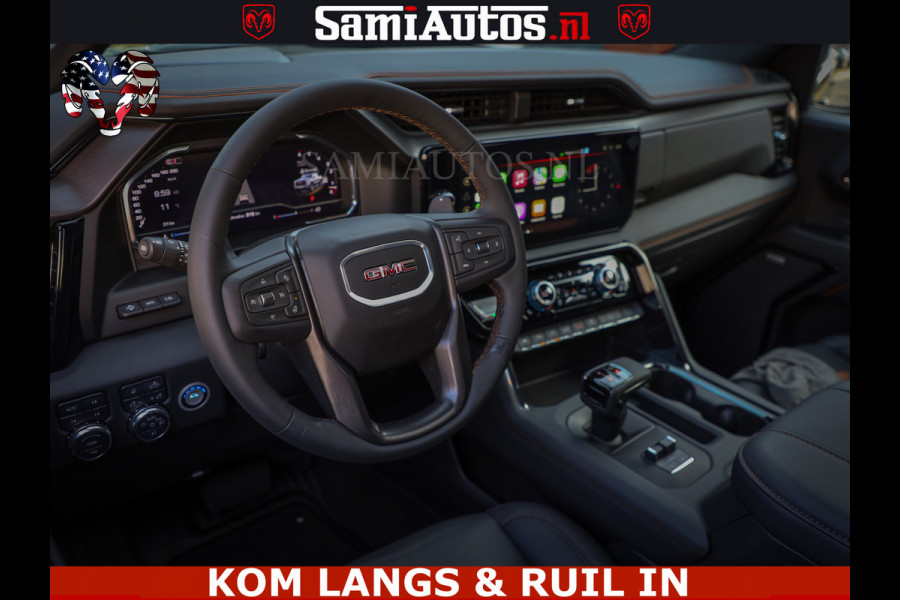 GMC Sierra AT4 6.2 V8 4X4 | VIRTUAL COCKPIT | LPG | HUD | BOM VOL | DC | RAM DEALER NEDERLAND | Dubbele Cabine met Royale 5 Zitplaatsen | BPM vrij | Nu Leverbaar uit Voorraad | Voorraad Nr 261530 | | De specialist in Amerikaanse pick‑ups in Nederland en Europa.