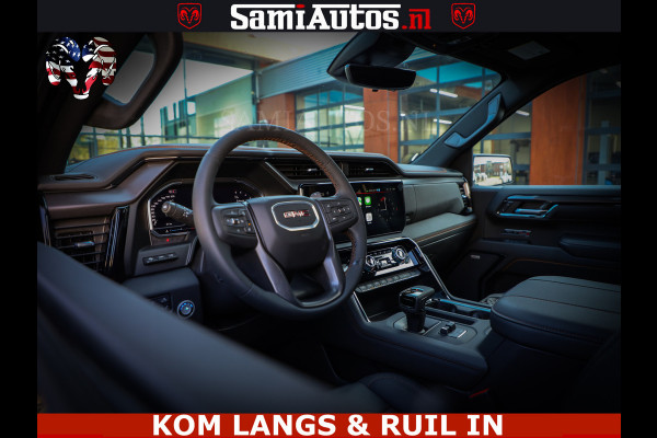 GMC Sierra AT4 6.2 V8 4X4 | VIRTUAL COCKPIT | LPG | HUD | BOM VOL | DC | RAM DEALER NEDERLAND | Dubbele Cabine met Royale 5 Zitplaatsen | BPM vrij | Nu Leverbaar uit Voorraad | Voorraad Nr 261530 | | De specialist in Amerikaanse pick‑ups in Nederland en Europa.
