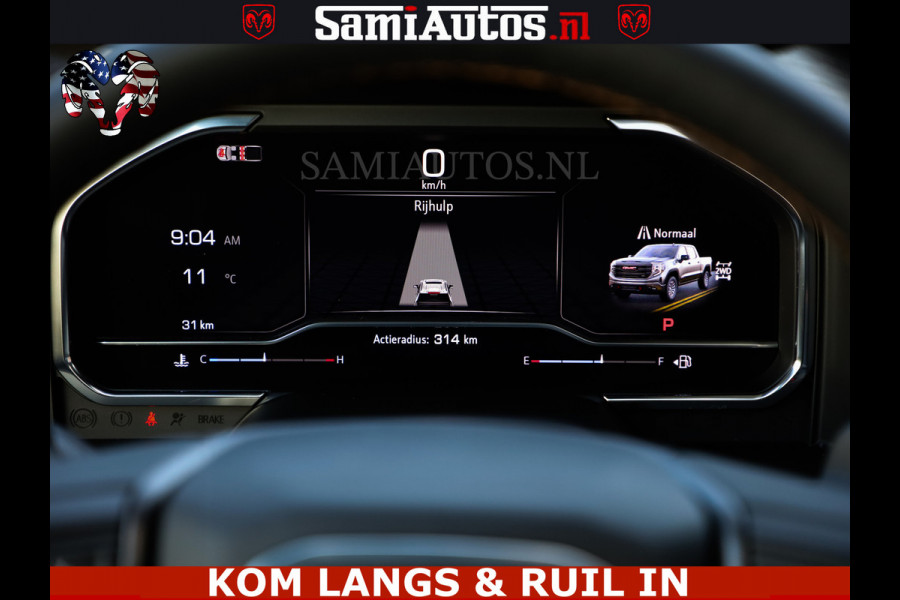 GMC Sierra AT4 6.2 V8 4X4 | VIRTUAL COCKPIT | LPG | HUD | BOM VOL | DC | RAM DEALER NEDERLAND | Dubbele Cabine met Royale 5 Zitplaatsen | BPM vrij | Nu Leverbaar uit Voorraad | Voorraad Nr 261530 | | De specialist in Amerikaanse pick‑ups in Nederland en Europa.