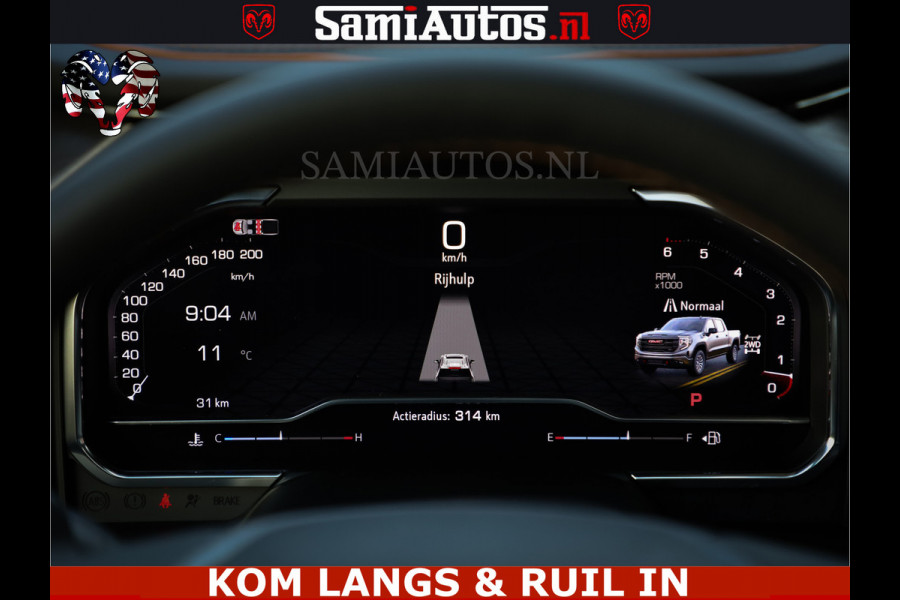 GMC Sierra AT4 6.2 V8 4X4 | VIRTUAL COCKPIT | LPG | HUD | BOM VOL | DC | RAM DEALER NEDERLAND | Dubbele Cabine met Royale 5 Zitplaatsen | BPM vrij | Nu Leverbaar uit Voorraad | Voorraad Nr 261530 | | De specialist in Amerikaanse pick‑ups in Nederland en Europa.