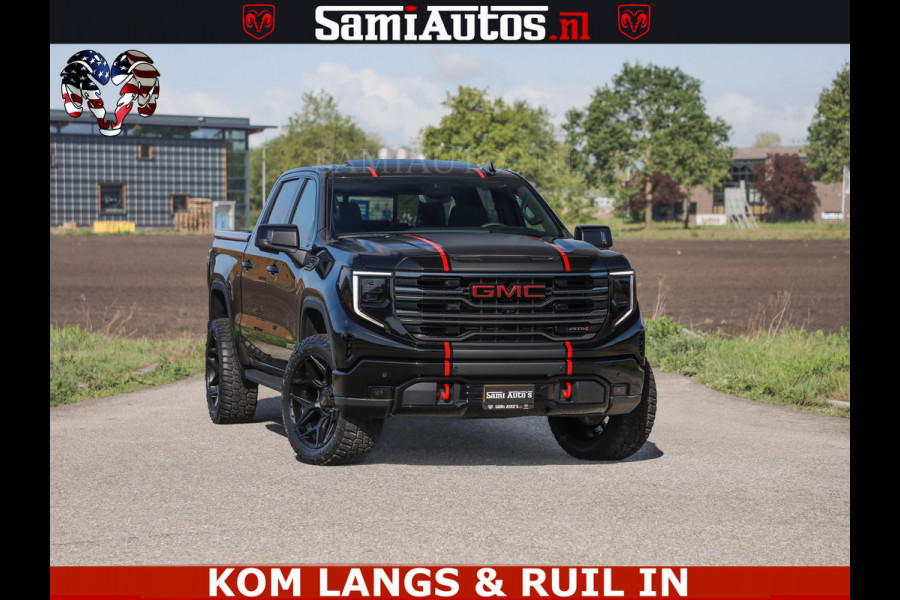 GMC Sierra AT4 6.2 V8 4X4 | VIRTUAL COCKPIT | LPG | HUD | BOM VOL | DC | RAM DEALER NEDERLAND | Dubbele Cabine met Royale 5 Zitplaatsen | BPM vrij | Nu Leverbaar uit Voorraad | Voorraad Nr 261530 | | De specialist in Amerikaanse pick‑ups in Nederland en Europa.