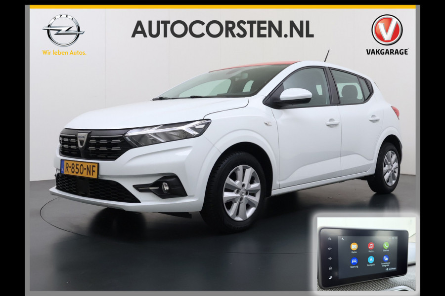 Dacia Sandero 1.0TCe 92PK 5Drs Navi Airco Apple Carplay Android Auto Cruise Control Bluetooth Pdc Comfort Isofix Regen-Lichtsensor ESP 1e Eigenaar Origineel Nederlandse Auto