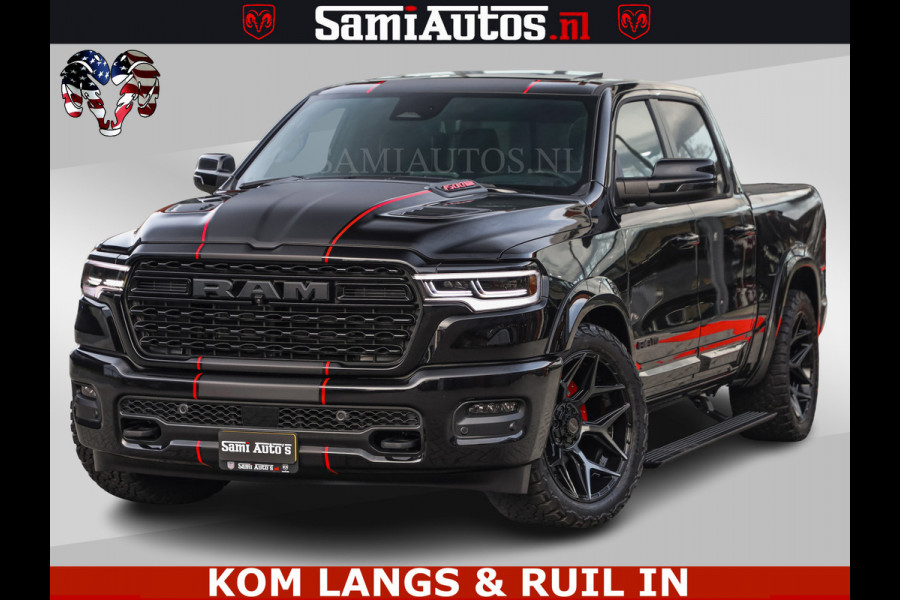 Dodge Ram LIMITED 2026 5.7 V8 HEMI | MAXIMAAL UITGERUST | NETTO PRIJS EXCL BPM / BTW | DUBBELE CABINE | 5 PERSOONS | DC | Allernieuwste Limited uitvoering – volledig uitgerust met alle opties, inclusief MWK en normale laadbak.