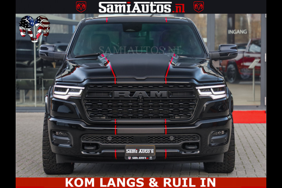 Dodge Ram LIMITED 2026 5.7 V8 HEMI | MAXIMAAL UITGERUST | NETTO PRIJS EXCL BPM / BTW | DUBBELE CABINE | 5 PERSOONS | DC | Allernieuwste Limited uitvoering – volledig uitgerust met alle opties, inclusief MWK en normale laadbak.