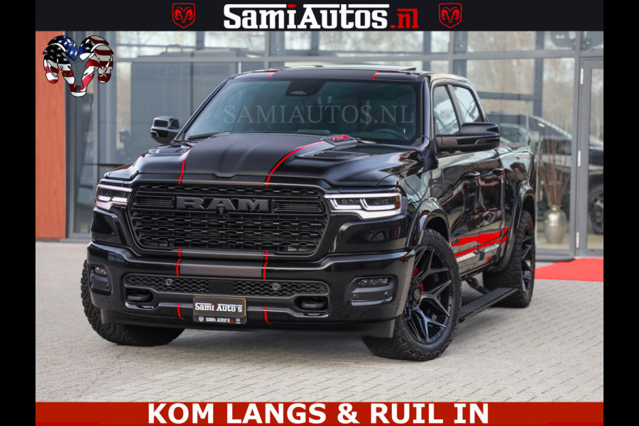 Dodge Ram LIMITED 2026 5.7 V8 HEMI | MAXIMAAL UITGERUST | NETTO PRIJS EXCL BPM / BTW | DUBBELE CABINE | 5 PERSOONS | DC | Allernieuwste Limited uitvoering – volledig uitgerust met alle opties, inclusief MWK en normale laadbak.