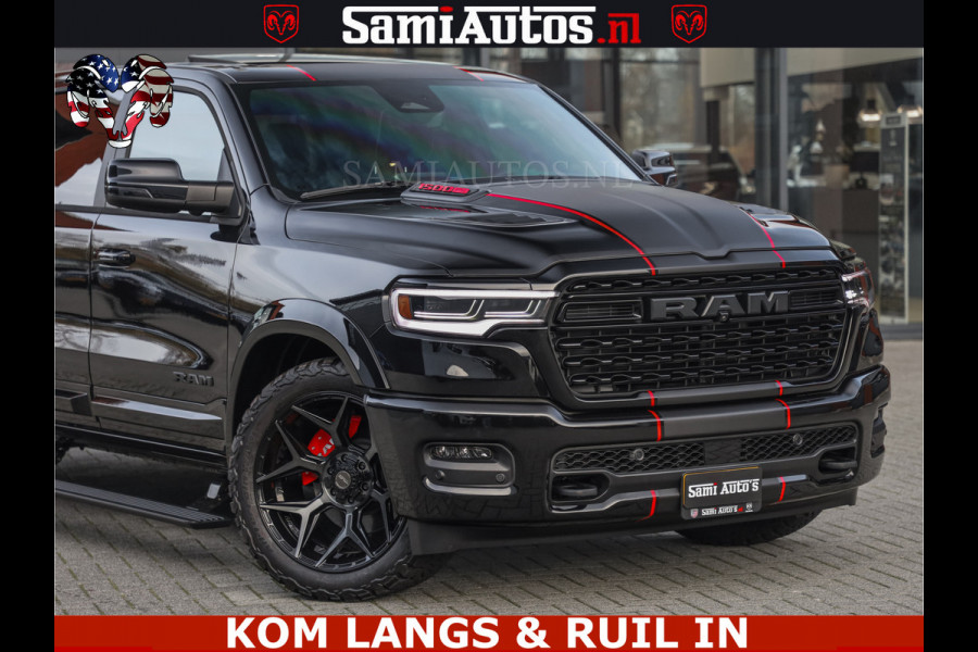 Dodge Ram LIMITED 2026 5.7 V8 HEMI | MAXIMAAL UITGERUST | NETTO PRIJS EXCL BPM / BTW | DUBBELE CABINE | 5 PERSOONS | DC | Allernieuwste Limited uitvoering – volledig uitgerust met alle opties, inclusief MWK en normale laadbak.