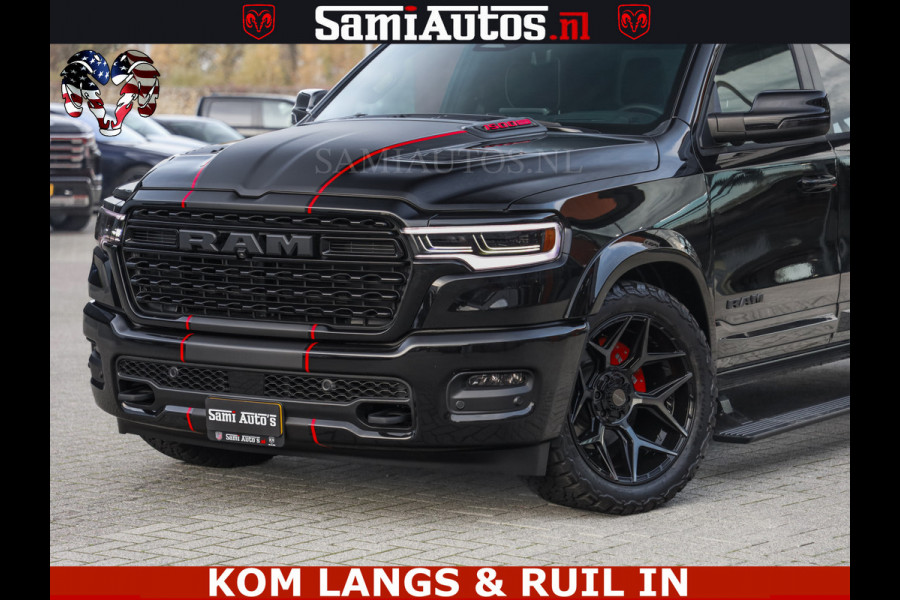Dodge Ram LIMITED 2026 5.7 V8 HEMI | MAXIMAAL UITGERUST | NETTO PRIJS EXCL BPM / BTW | DUBBELE CABINE | 5 PERSOONS | DC | Allernieuwste Limited uitvoering – volledig uitgerust met alle opties, inclusief MWK en normale laadbak.