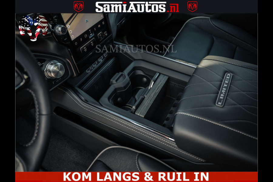 Dodge Ram LIMITED 2026 5.7 V8 HEMI | MAXIMAAL UITGERUST | NETTO PRIJS EXCL BPM / BTW | DUBBELE CABINE | 5 PERSOONS | DC | Allernieuwste Limited uitvoering – volledig uitgerust met alle opties, inclusief MWK en normale laadbak.