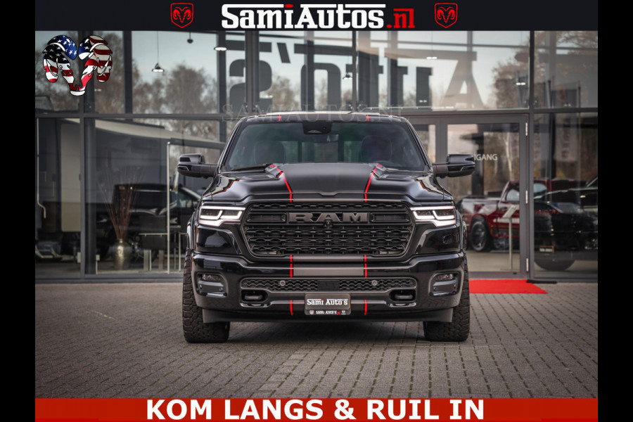 Dodge Ram LIMITED 2026 5.7 V8 HEMI | MAXIMAAL UITGERUST | NETTO PRIJS EXCL BPM / BTW | DUBBELE CABINE | 5 PERSOONS | DC | Allernieuwste Limited uitvoering – volledig uitgerust met alle opties, inclusief MWK en normale laadbak.