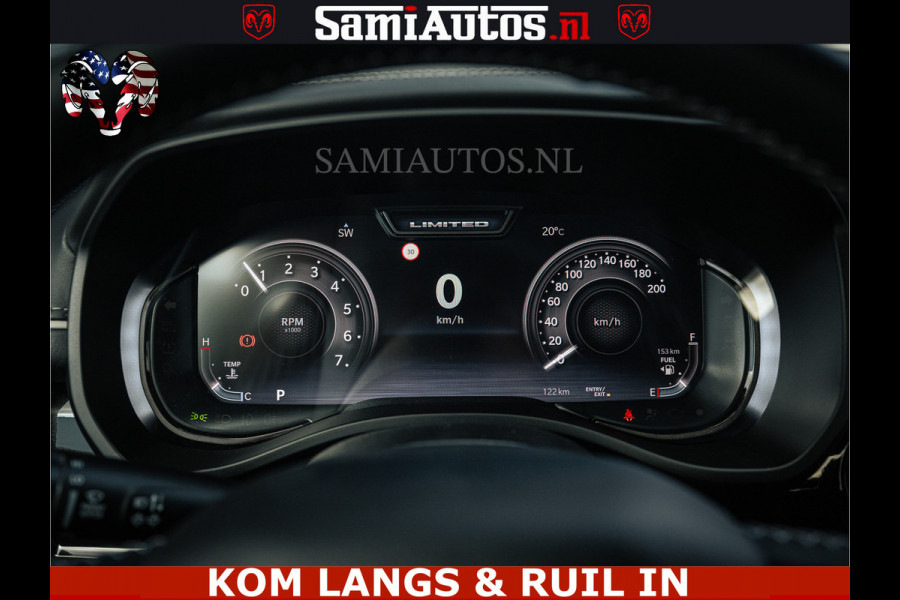 Dodge Ram LIMITED 2026 5.7 V8 HEMI | MAXIMAAL UITGERUST | NETTO PRIJS EXCL BPM / BTW | DUBBELE CABINE | 5 PERSOONS | DC | Allernieuwste Limited uitvoering – volledig uitgerust met alle opties, inclusief MWK en normale laadbak.