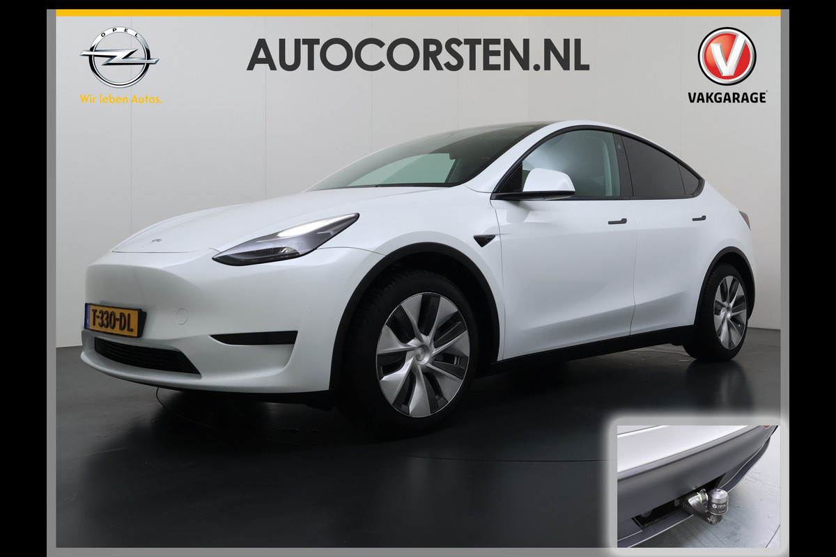 Tesla Model Y RWD 300PK LFP Accu SOH 92,5% Trekhaak Warmtepomp Leder Navi Ecc Adap.Cruise Panoramadak Camera's Stuur+Stoelverwarming Led Traffic-Aware Cruise Control Toybox Elek.Achterklep 1.600KG Trekgewicht 1e Eigenaar Origineel Nederlandse Auto