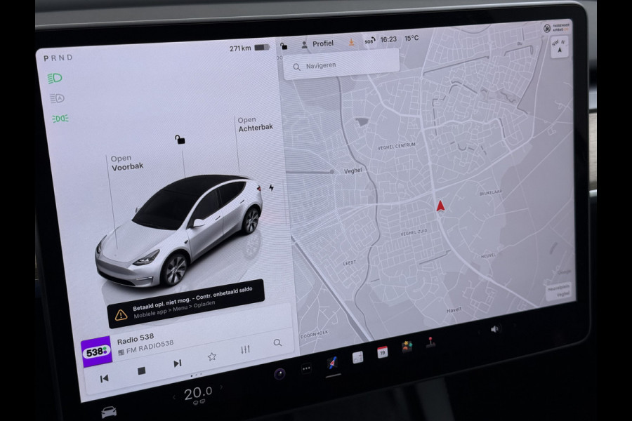 Tesla Model Y RWD 300PK LFP Accu Trekhaak Warmtepomp Leer Navi Ecc Adap.Cruise Panoramadak Camera's SOH 92,5% Stuur+Stoelverwarming Led Traffic-Aware Cruise Control Toybox Elek.Achterklep 1.600KG Trekgewicht 1e Eigenaar Origineel Nederlandse Auto