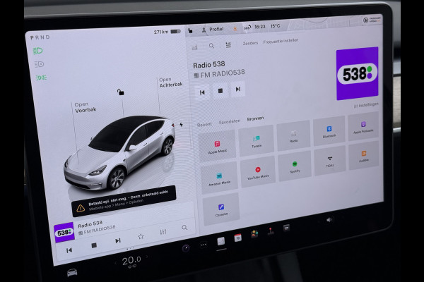 Tesla Model Y RWD 300PK LFP Accu Trekhaak Warmtepomp Leer Navi Ecc Adap.Cruise Panoramadak Camera's SOH 92,5% Stuur+Stoelverwarming Led Traffic-Aware Cruise Control Toybox Elek.Achterklep 1.600KG Trekgewicht 1e Eigenaar Origineel Nederlandse Auto