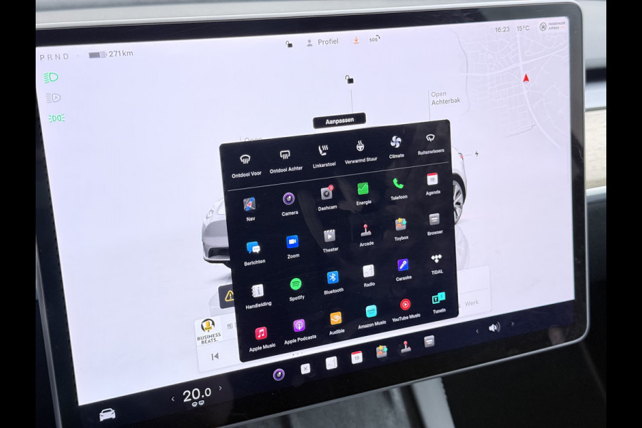 Tesla Model Y RWD 300PK LFP Accu Trekhaak Warmtepomp Leer Navi Ecc Adap.Cruise Panoramadak Camera's SOH 92,5% Stuur+Stoelverwarming Led Traffic-Aware Cruise Control Toybox Elek.Achterklep 1.600KG Trekgewicht 1e Eigenaar Origineel Nederlandse Auto
