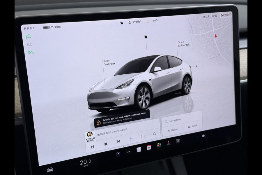 Tesla Model Y RWD 300PK LFP Accu Trekhaak Warmtepomp Leer Navi Ecc Adap.Cruise Panoramadak Camera's SOH 92,5% Stuur+Stoelverwarming Led Traffic-Aware Cruise Control Toybox Elek.Achterklep 1.600KG Trekgewicht 1e Eigenaar Origineel Nederlandse Auto