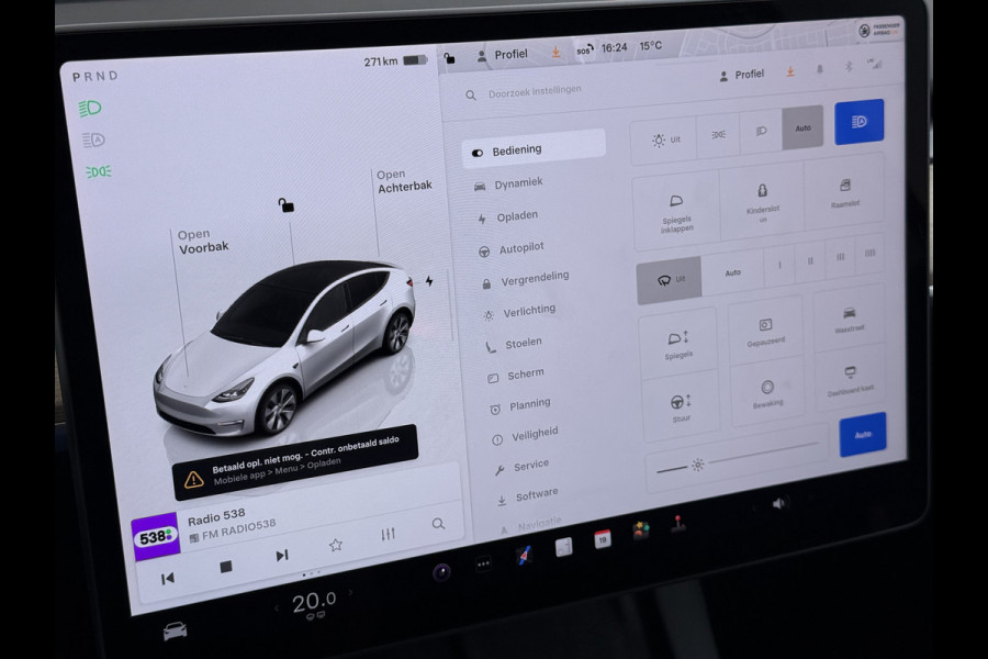 Tesla Model Y RWD 300PK LFP Accu Trekhaak Warmtepomp Leer Navi Ecc Adap.Cruise Panoramadak Camera's SOH 92,5% Stuur+Stoelverwarming Led Traffic-Aware Cruise Control Toybox Elek.Achterklep 1.600KG Trekgewicht 1e Eigenaar Origineel Nederlandse Auto