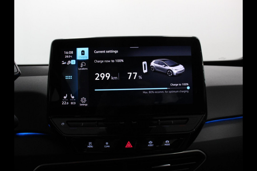 Volkswagen ID.3 First 58 kWh SOH 86% Navigatie Apple Carplay/Android Auto Adaptive Cruise Control Parkeersensoren Stoel- en stuurverwarming Lichtmetalen velgen Climate Control