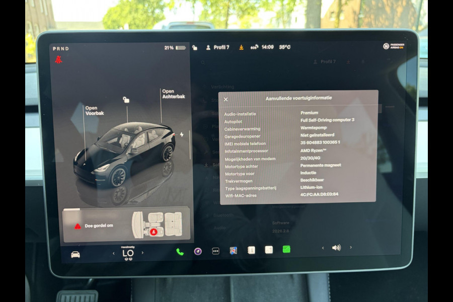 Tesla Model Y Long Range AWD 75 kWh SOH 98% | 20 INCH | TESLA FABRIEKSGARANTIE T/M 03-2028 OF 80.000 KM | TESLA FABRIEKSGARANTIE HOOGVOLTACCU & AANDRIJFLIJN T/M 03-2032 OF 192.000 KM |