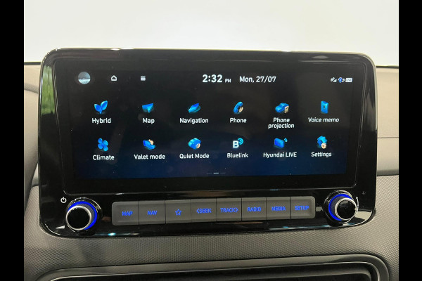 Hyundai Kona 1.6 GDI HEV Sky Bluelink Navigatie Apple Carplay Android Auto Camera Parkeerhulp Adaptive Cruise Control Dodehoekassistent Stoel- en stuurverwarming Full Led Climate Control Lichtmetalen velgen