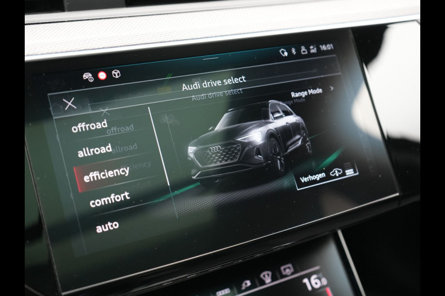 Audi Q8 e-tron 55 Quattro S Line 114 kWh 408pk Dealer O.H. | Trekhaak Afn. | Panodak | Luchtvering | Head Up | Adaptive Cruise | Bang & Olufsen | 360 Camera | Matrix LED | Alcantara Sportstoelen Verwarmd | Sfeerverlichting | Keyless | Blis | 21"L.M |