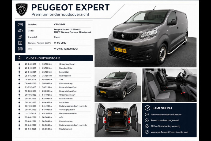 Peugeot Expert 2.0 BlueHDI 145 Standard Premium Airco Navi Cruise Control Sidebars PDC VA + Camera DAB+