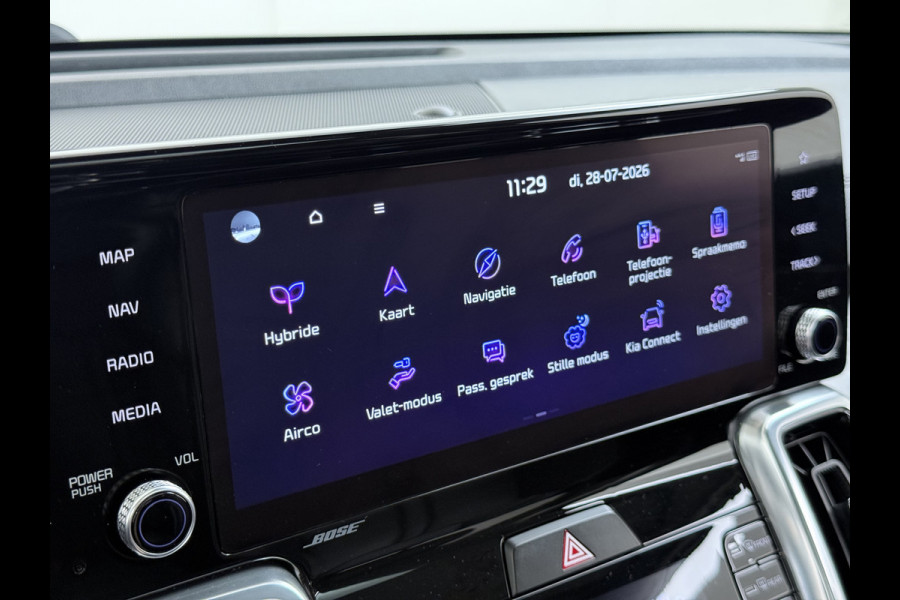 Kia Sorento 1.6T-GDI 230PK Hybrid Aut. 7-Persoons Adap.Cruise Leder Panoramadak Bose®-Audio Stuur+Stoel+Achterbank Verwarming Elek.Stoelen A Elek.Achterklep Keyless Ecc Navi Camera Pdc Privacy Glas Lmv 19" Led DAB Isofix 1e Eigenaar 1.650KG Trekgewicht Origineel Nederlandse Auto