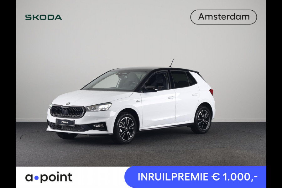 Škoda Fabia Monte Carlo 1.0 TSI 70 kW / 95 PK Hatchback 5 vers | Moon White + Black Magic | Travel Assist Pakket | Hill Start Assist | Verwarmbare Voorstoelen