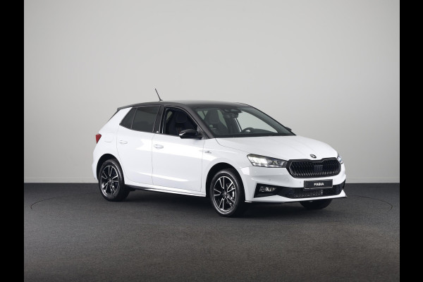 Škoda Fabia Monte Carlo 1.0 TSI 70 kW / 95 PK Hatchback 5 vers | Moon White + Black Magic | Travel Assist Pakket | Hill Start Assist | Verwarmbare Voorstoelen