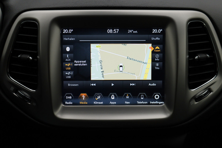 Jeep Compass 1.4 MultiAir Longitude Leder/Stof, Apple Carplay, Camera, Cruise, Climate, DAB, PDC, 17''