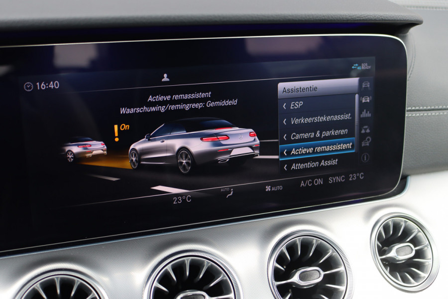 Mercedes-Benz E-Klasse Cabrio 200 AMG Line Premium Aut9 | Airscarf | Burmester | Memory | HUD | Surround Camera | Dodehoekassistent | Intelligent Light System | Cabrioletcomfortpakket |