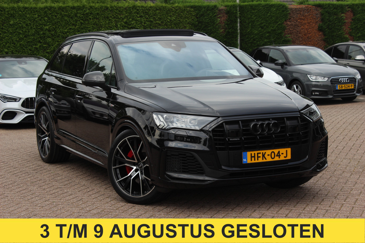 Audi Q7 60 TFSI e quattro Competition / SoH 91,5% / Trekhaak / Panoramadak / 360Camera / Head-up / Softclose / Luchtvering / 22'' / Keyless / Matrix LED / Carbon intr. / Stoelventilatie+Verwarming / Stuurverwarming / Bose / Dodeh