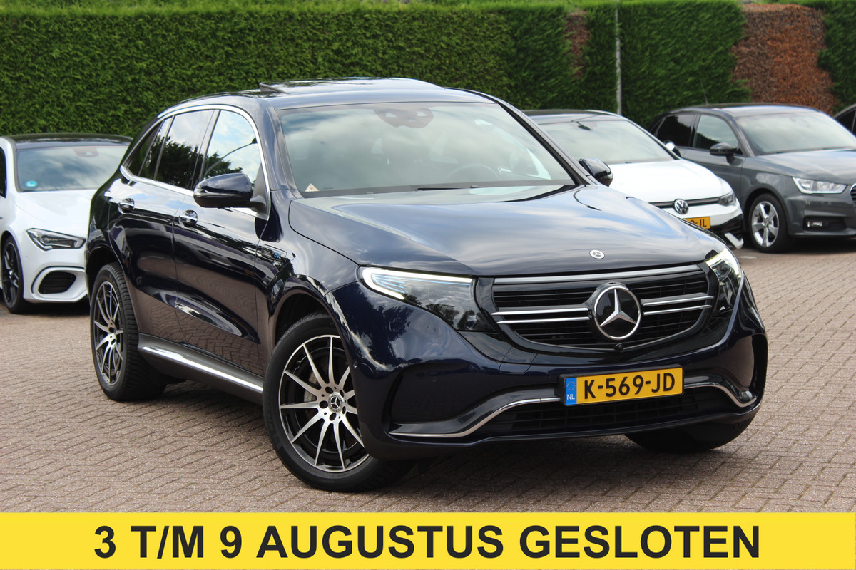 Mercedes-Benz EQC 400 4MATIC Business Solution AMG 80 kWh / SoH 92,8% / Trekhaak / Schuifdak / 360Camera / Head-up / Burmester / Leder / 20'' / Matrix LED / CarPlay / Dodehoek / DAB / ACC
