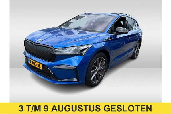 Škoda ENYAQ iV 60 Sportline / Trekhaak / Camera / Leer&Alcantara / Keyless / 20'' / CarPlay / Matrix LED / Stoelverwarming 4x / Dodehoek / DAB / ACC